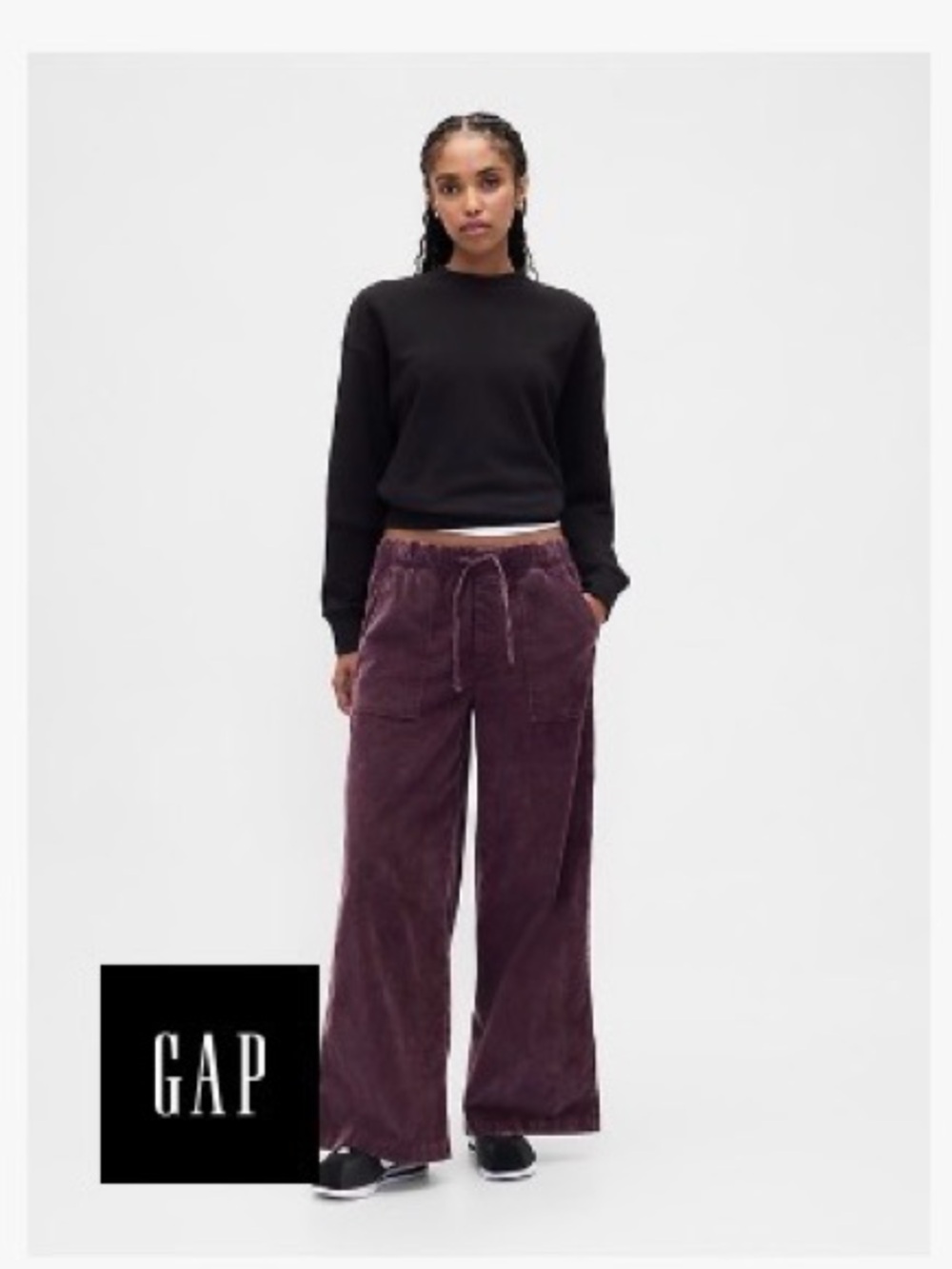 GAP Wide-Leg Corduroy Pants in Plum